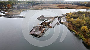 Sunken barges in the Pripyat river