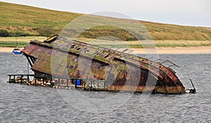 Sunken Boat at the Churchill Barrier, Orkney, Scotland, U.K. 