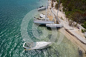 Sunken boats after Hurricane Irma