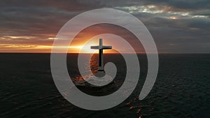 Sunken Cemetery cross in Camiguin island, Philippines.