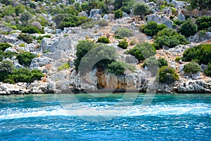 Sunken because of the earthquake in the 7th century AD. Lycian city Dolihiste.