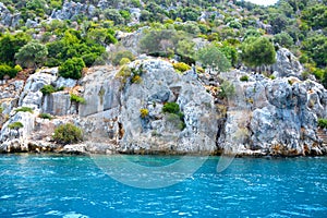 Sunken because of the earthquake in the 7th century AD. Lycian city Dolihiste.
