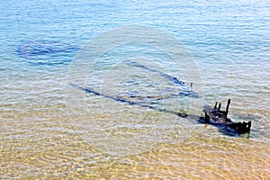 Sunken fishing boat in Adriatic Sea, Vieste, Italy