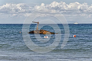 Sunken ship near the coast