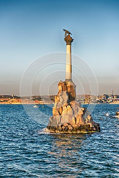 Sunken ships memorial, iconic monument in Sevastopol, Crimea