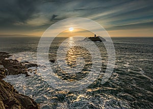 Sunlight across Sea, Godrevy Lighthouse, Cornwall