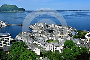 Sunlight on Alesund from Mount Aksla