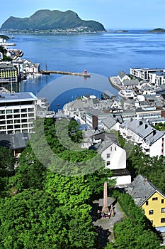 Sunlight on Alesund from Mount Aksla