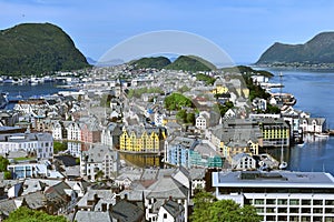 Sunlight on Alesund from Mount Aksla