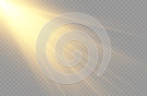 Sunlight with bright explosion, flare sun rays.