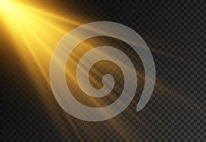 Sunlight with bright explosion, flare sun rays.