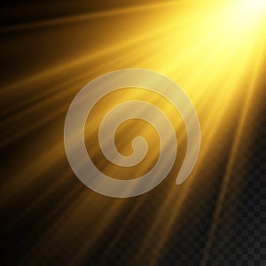 Sunlight with bright explosion, flare sun rays.