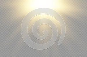 Sunlight with bright explosion, flare sun rays.