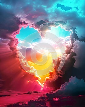 Sunlight Bursting Through Cloud Heart