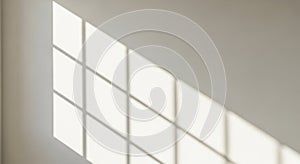 Sunlight Casting Grid Shadow Pattern on a White Wall window