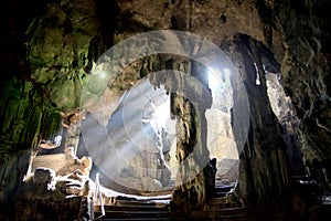 Sunlight in the cave, Thailand