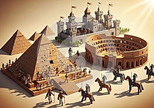 The sunlight creates dramatic shadows, enhancing the scene's depth and