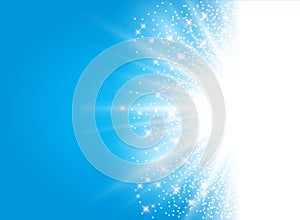 Sunlight effect sparkle on blue background with glitter photo