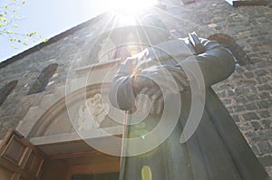 Sunlight Effect on Statue in `La Maternidad de Maria` Chapel - Santiago - Chile photo