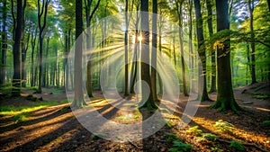 Sunlight Filtering Through Forest Trees  AI Generated