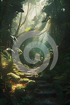 sunlight through the forest