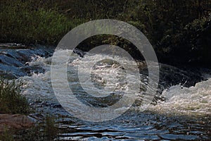 SUNLIGHT ON FROTHING WHITE WATER