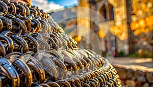 Medieval Chainmail Armor with Castle Backdrop