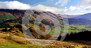 Sunlight on the green fields of Keswick