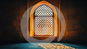 Sunlight Illuminates Ornate Mosque Window