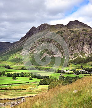 Sunlight on the Langdale Pikes