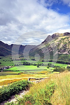 Sunlight on the Langdale Pikes