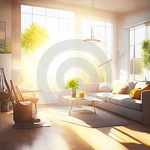 sunlight in the living room illustration