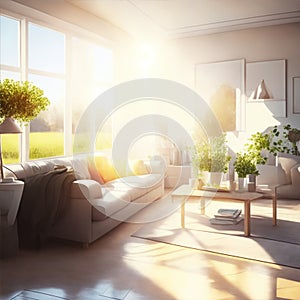 sunlight in the living room illustration