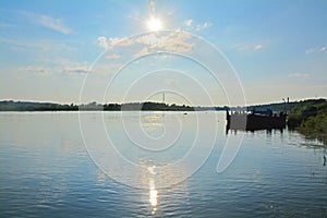 Sunlight on Oka river in Kasimov city, Russia