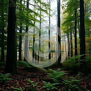 Sunlight Piercing a Lush Forest Path