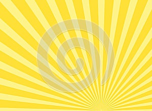 Sunlight rays horizontal background. Bright yellow color burst background