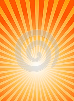 Sunlight rays vertical background. Bright orange color burst background