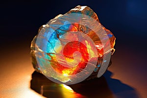 sunlight reflecting off a rare opal stone