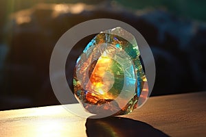 sunlight reflecting off a rare opal stone