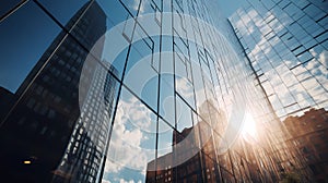 sunlight reflection on modern building windows in city urban architectuur