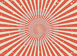 Sunlight retro faded grunge background. red and beige color burst background. Vector illustration