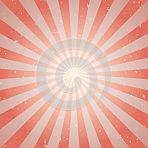 Sunlight retro faded grunge background. red and beige color burst background. Vector illustration. Sun