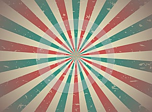 Sunlight retro faded grunge background. red, blue and beige color burst background