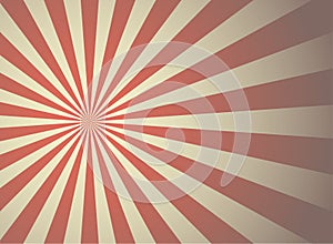Sunlight retro grunge horizontal background. red and beige color burst background. Vector illustration. Sun beam ray background.