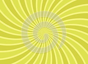 Sunlight retro horizontal spiral background. Green color burst background