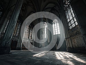 Sunlight Shadows in Abandoned Cathedral