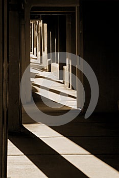 Sunlight and Shadows along adobe footpath in Old Santa Fe