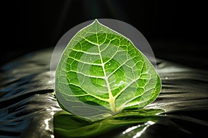 sunlight shining on artificial leaf for photosynthesis