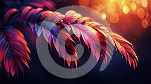 Sunlight Shining Through Group of Palm Trees