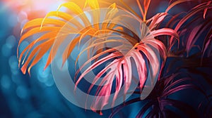 Sunlight Shining Through Group of Palm Trees